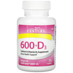 Thực phẩm chức năng 21st Century 600+D3 Calcium & Vitamin D3 Supplement 75 Tablets 740985275290