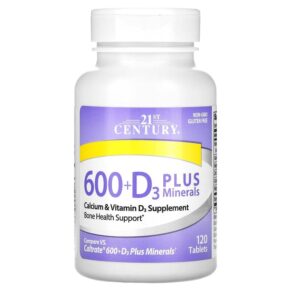 Thực phẩm chức năng 21st Century 600+D3 Plus Minerals 120 Tablets 740985274989