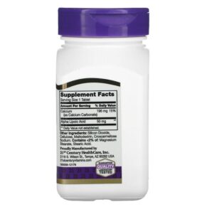 Thực phẩm bổ sung 21st Century Alpha Lipoic Acid 50 mg 90 Tablets 740985216743