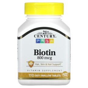 Thực phẩm chức năng 21st Century Biotin 800 mcg 110 Easy Swallow Tablets 740985228814
