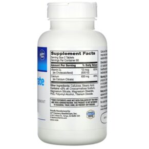 Thực phẩm bổ sung 21st Century Calcium Citrate Maximum + D3 120 Tablets 740985274934