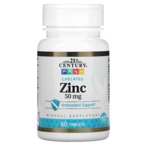 Thực phẩm chức năng 21st Century Chelated Zinc 50 mg 60 Tablets 740985280249