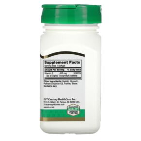 Thực phẩm bổ sung 21st Century E 450 mg (1.000 IU) 55 Softgels 740985223246