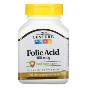 Thực phẩm chức năng 21st Century Folic Acid 400 mcg 250 Easy to Swallow Tablets 740985213773