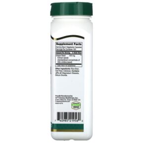 Thực phẩm bổ sung 21st Century Grape Seed Extract Standardized 200 Vegetarian Capsules 740985219560