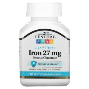 Thực phẩm chức năng 21st Century High-Potency Iron 27 mg 110 Easy to Swallow Tablets 740985226902