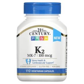 Thực phẩm chức năng 21st Century K2 MK-7 100 mcg 110 Vegetarian Capsules 740985280676