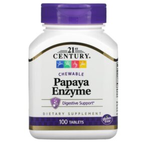 Thực phẩm chức năng 21st Century Papaya Enzyme Chewable 100 Tablets 740985226629