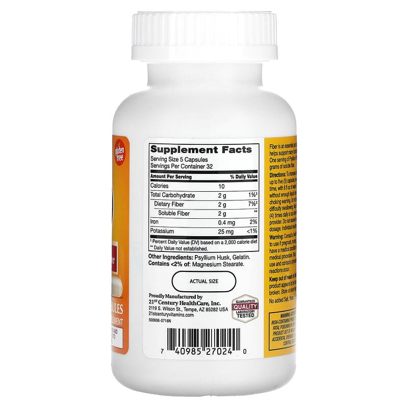 21st Century Psyllium Fiber 160 Capsules 2 Thực phẩm bổ sung 21st Century Psyllium Fiber 160 Capsules 740985270240