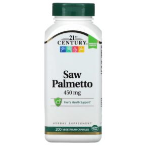 Thực phẩm chức năng 21st Century Saw Palmetto 450 mg 200 Vegetarian Capsules 740985216897