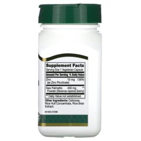 Thực phẩm bổ sung 21st Century Saw Palmetto 450 mg 60 Vegetarian Capsules 740985212288