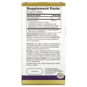 Thực phẩm bổ sung 21st Century Ultra Potency Advanced Probiotic 60 Capsules 740985275054