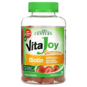 Thực phẩm chức năng 21st Century VitaJoy Biotin Gummies Strawberry Flavor 2.500 mcg 120 Vegetarian Gummies 740985277294