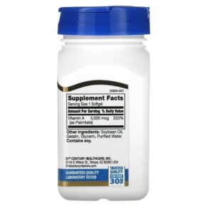 Thực phẩm bổ sung 21st Century Vitamin A 3.000 mcg (10.000 IU) 110 Softgels 740985214640