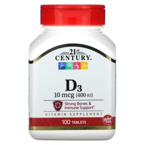Thực phẩm chức năng 21st Century Vitamin D3 10 mcg (400 IU) 100 Tablets 740985226612