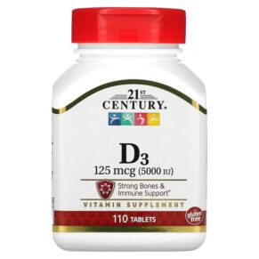 Thực phẩm chức năng 21st Century Vitamin D3 125 mcg (5.000 IU) 110 Tablets 740985272886