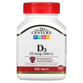 Thực phẩm chức năng 21st Century Vitamin D3 25 mcg (1.000 IU) 300 Tablets 740985272923