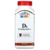 21st Century Vitamin D3 25 mcg (1.000 IU) 500 Tablets 5 Thực phẩm chức năng 21st Century Vitamin D3 25 mcg (1.000 IU) 500 Tablets 740985271391