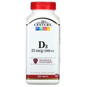 Thực phẩm chức năng 21st Century Vitamin D3 25 mcg (1.000 IU) 500 Tablets 740985271391