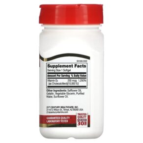 21st Century Vitamin D3 250 mcg (10.000 IU) 110 Rapid Release Softgels 3 Thực phẩm bổ sung 21st Century Vitamin D3 250 mcg (10.000 IU) 110 Rapid Release Softgels 740985280607