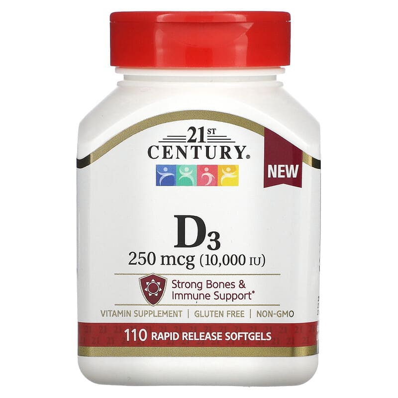 21st Century Vitamin D3 250 mcg (10.000 IU) 110 Rapid Release Softgels 8 Thực phẩm chức năng 21st Century Vitamin D3 250 mcg (10.000 IU) 110 Rapid Release Softgels 740985280607
