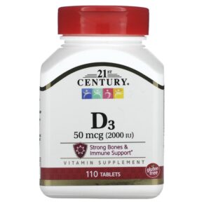 Thực phẩm chức năng 21st Century Vitamin D3 50 mcg (2.000 IU) 110 Tablets 740985271117