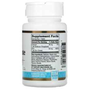 Thực phẩm bổ sung 21st Century Zinc Citrate 50 mg 60 Tablets 740985280263