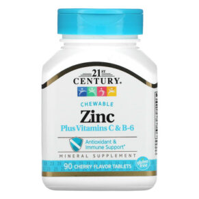 Thực phẩm chức năng 21st Century Zinc Plus Vitamins C & B-6 Chewable Cherry Flavor 90 Tablets 740985226728