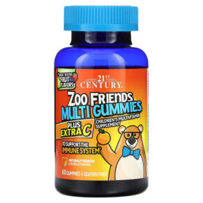 Thực phẩm chức năng 21st Century Zoo Friends Multi Gummies Plus Extra C Great Tasting Fruit 60 Gummies 740985276853