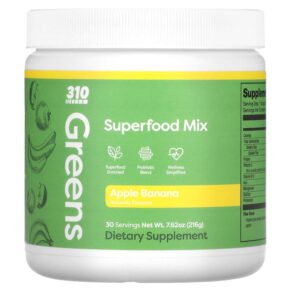 Thực phẩm chức năng 310 Nutrition Greens Superfood Mix Apple Banana 7.62 oz (216 g) 810018831790