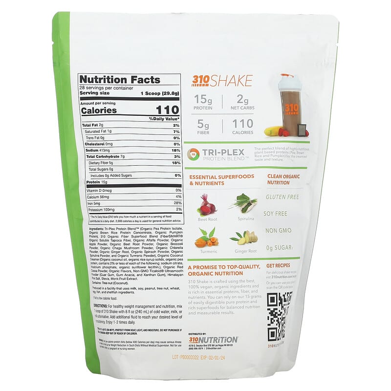 310 Nutrition Meal Replacement Shake Chocolate 29.4 oz (834.4 g) 2 Thực phẩm bổ sung 310 Nutrition Meal Replacement Shake Chocolate 29.4 oz (834.4 g) 810018830434