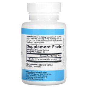 Thực phẩm bổ sung Advance Physician Formulas Inc. Choline Bitartrate 650 mg 60 Vegetable Capsules 896996000083