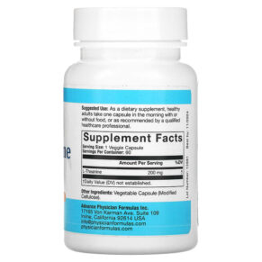 Thực phẩm bổ sung Advance Physician Formulas Inc. L-Theanine 200 mg 60 Vegetable Capsules 896996000403