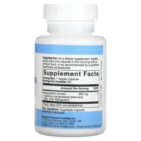 Thực phẩm bổ sung Advance Physician Formulas Inc. Mangosteen 500 mg 60 Vegetable Capsules 896996000366