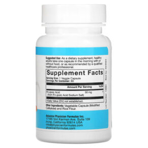 Thực phẩm bổ sung Advance Physician Formulas Inc. R-Lipoic Acid 50 mg 60 Vegetable Capsules 896996000427