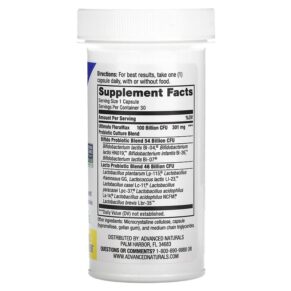 Thực phẩm bổ sung Advanced Naturals Ultimate FloraMax Advanced Care 100 Billion 30 Vegetable Capsules 631257121042
