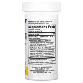 Thực phẩm bổ sung Advanced Naturals Ultimate FloraMax Daily Care 30 Billion 30 Vegetable Capsules 631257121158