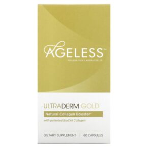 Thực phẩm chức năng Ageless Foundation Laboratories UltraDerm Gold Natural Collagen Booster with Patented BioCell Collagen 60 Capsules 691546001608