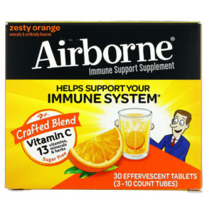 Thực phẩm chức năng AirBorne Immune Support Supplement Zesty Orange 3 Tubes 10 Effervescent Tablets Each 647865100300