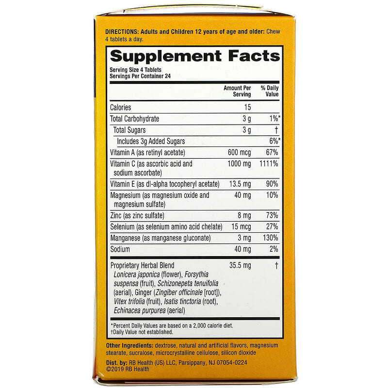 AirBorne Original Immune Support Supplement Citrus 96 Chewable Tablets 2 Thực phẩm bổ sung AirBorne Original Immune Support Supplement Citrus 96 Chewable Tablets 647865962977