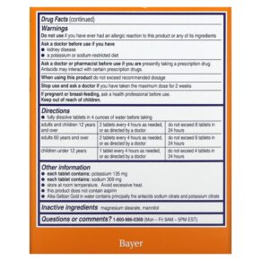 Alka-Seltzer Gold 36 Effervescent Tablets 3 Thực phẩm bổ sung Alka-Seltzer Gold 36 Effervescent Tablets 016500566755