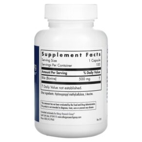 Thực phẩm bổ sung Allergy Research Group Ox Bile 500 mg 100 Vegicaps 713947708501