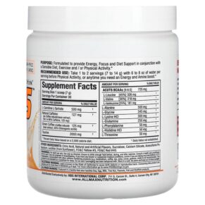 Thực phẩm bổ sung ALLMAX ACUTS Amino-Charged Energy Drink Orange 7.4 oz (210 g) 665553226033