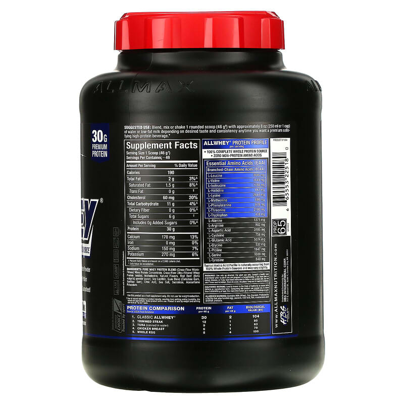ALLMAX Classic AllWhey 100% Whey Protein Strawberry 5 lbs (2.27 kg) 2 Thực phẩm bổ sung ALLMAX Classic AllWhey 100% Whey Protein Strawberry 5 lbs (2.27 kg) 665553225180