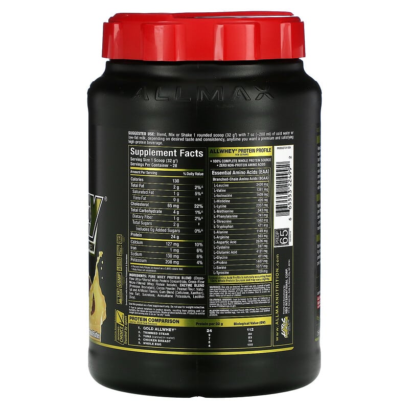 ALLMAX Gold AllWhey 100% Premium Whey Protein Chocolate Peanut Butter 2 lbs (907 g) 2 Thực phẩm bổ sung ALLMAX Gold AllWhey 100% Premium Whey Protein Chocolate Peanut Butter 2 lbs (907 g) 665553224992