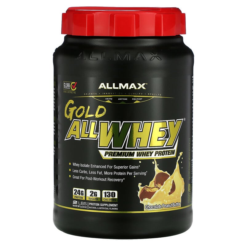 ALLMAX Gold AllWhey 100% Premium Whey Protein Chocolate Peanut Butter 2 lbs (907 g) 8 Thực phẩm chức năng ALLMAX Gold AllWhey 100% Premium Whey Protein Chocolate Peanut Butter 2 lbs (907 g) 665553224992