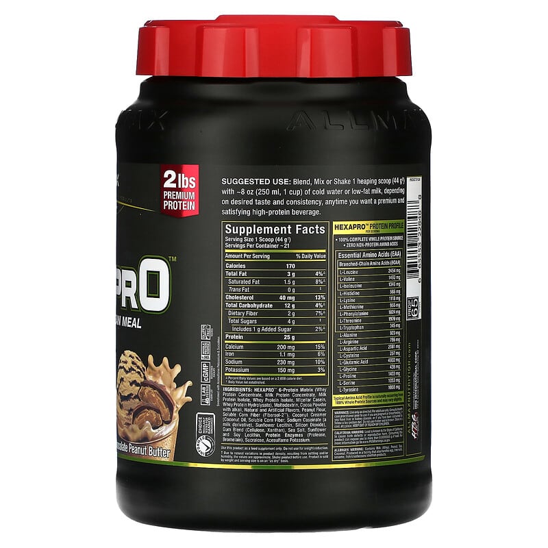 ALLMAX Hexapro High-Protein Lean Meal Chocolate Peanut Butter 2 lbs (907 g) 2 Thực phẩm bổ sung ALLMAX Hexapro High-Protein Lean Meal Chocolate Peanut Butter 2 lbs (907 g) 665553228488