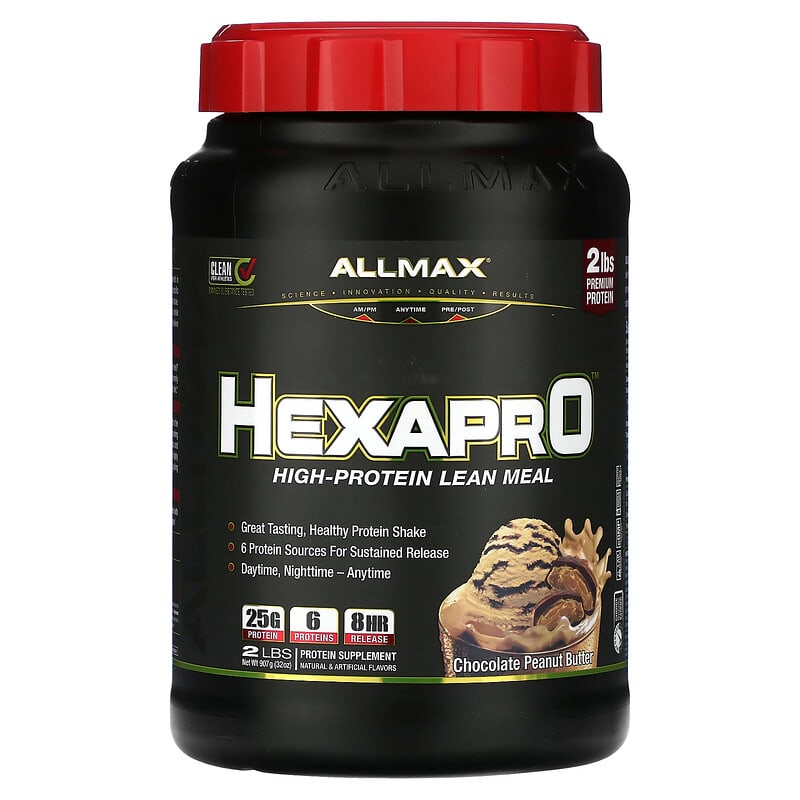 ALLMAX Hexapro High-Protein Lean Meal Chocolate Peanut Butter 2 lbs (907 g) 8 Thực phẩm chức năng ALLMAX Hexapro High-Protein Lean Meal Chocolate Peanut Butter 2 lbs (907 g) 665553228488