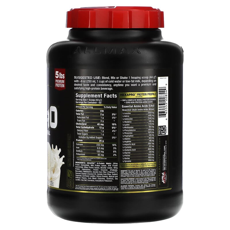 ALLMAX Hexapro High-Protein Lean Meal French Vanilla 5 lbs (2.27 kg) 2 Thực phẩm bổ sung ALLMAX Hexapro High-Protein Lean Meal French Vanilla 5 lbs (2.27 kg) 665553228549
