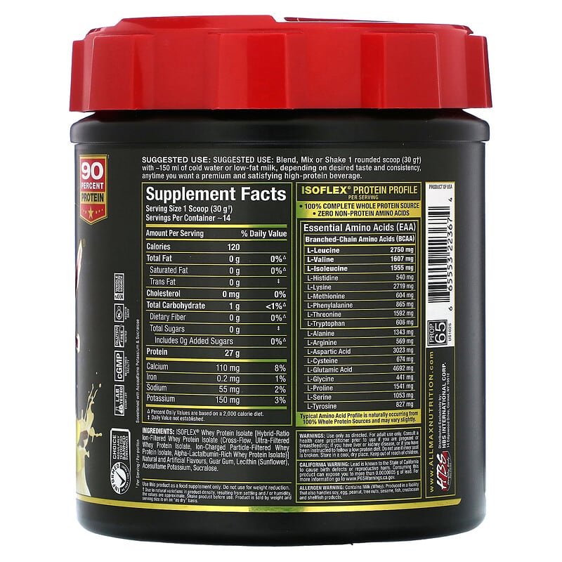 ALLMAX Isoflex Pure Whey Protein Isolate Vanilla 0.9 lbs (425 g) 2 Thực phẩm bổ sung ALLMAX Isoflex Pure Whey Protein Isolate Vanilla 0.9 lbs (425 g) 665553223674